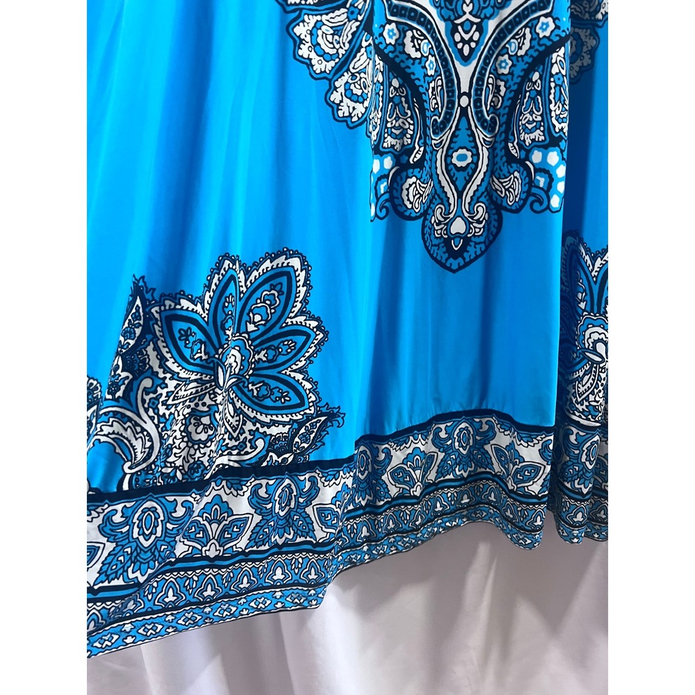 Women's Blue Paisley Rhinestone Maxi Skirt Boho Size XS Stretch Festival - Picture 5 of 7